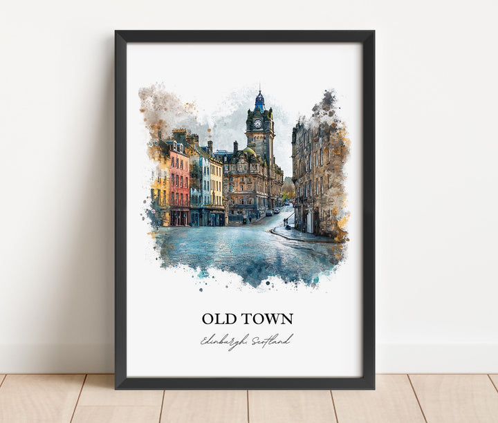 Edinburgh, Scotland – Watercolor Art Print of Old Town