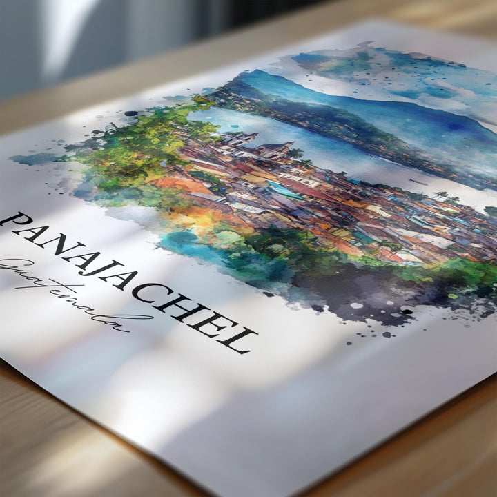 Panajachel Wall Art, Guatemala Print, Guatemala Watercolor Art, Panajachel Gift, Travel Print, Travel Poster, Housewarming Gift