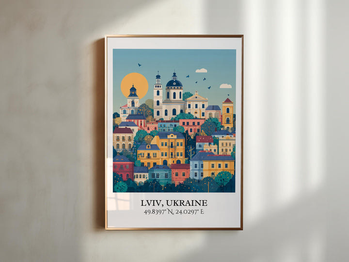 Lviv Ukraine Art, Lviv Retro Travel Art, Lviv Home Decor, Lviv Ukraine Gift, Ukraine Travel Art, Travel Prints, Housewarming Gift