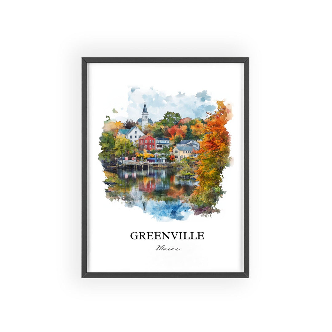 Greenville Maine Wall Art, Greenville ME Print, Maine Watercolor, Piscataquis County Gift, Travel Print, Travel Poster, Housewarming Gift