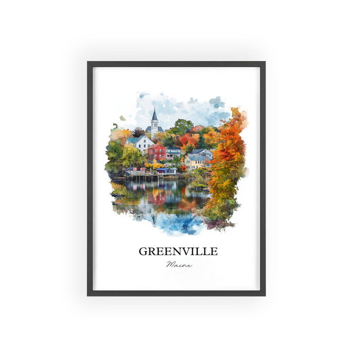 Greenville Maine Wall Art, Greenville ME Print, Maine Watercolor, Piscataquis County Gift, Travel Print, Travel Poster, Housewarming Gift