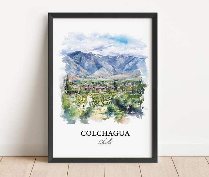 Colchagua Wall Art, Colchagua Print, Chile Watercolor Art, Colchagua Chile Gift, Travel Print, Travel Poster, Housewarming Gift