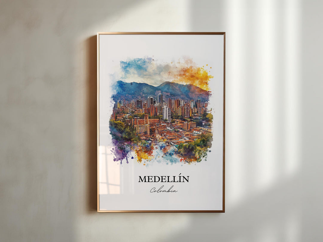 Medellín Wall Art, Colombia Print, Colombia Watercolor Art, Medellín Colombia Gift, Travel Print, Travel Poster, Housewarming Gift