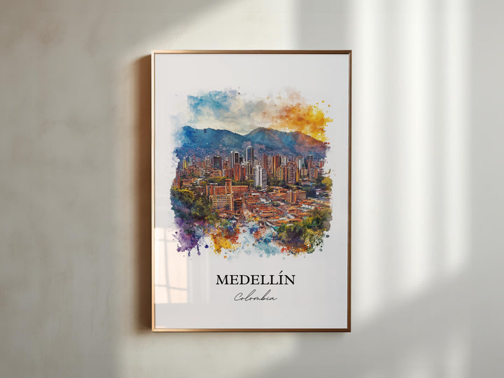 Medellín Wall Art, Colombia Print, Colombia Watercolor Art, Medellín Colombia Gift, Travel Print, Travel Poster, Housewarming Gift
