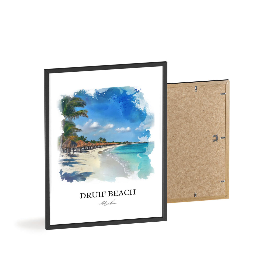 Druif Beach Wall Art, Oranjestad Aruba Print, Aruba Watercolor Art, Druif Beach Gift, Travel Print, Travel Poster, Housewarming Gift