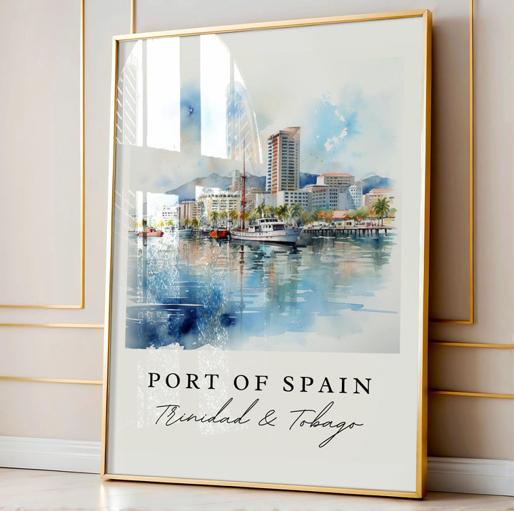 Port of Spain wall art - Trinidad and Tobago, Port of Spain poster, Trinidad Tobago Wedding gift, Birthday present, Custom Text