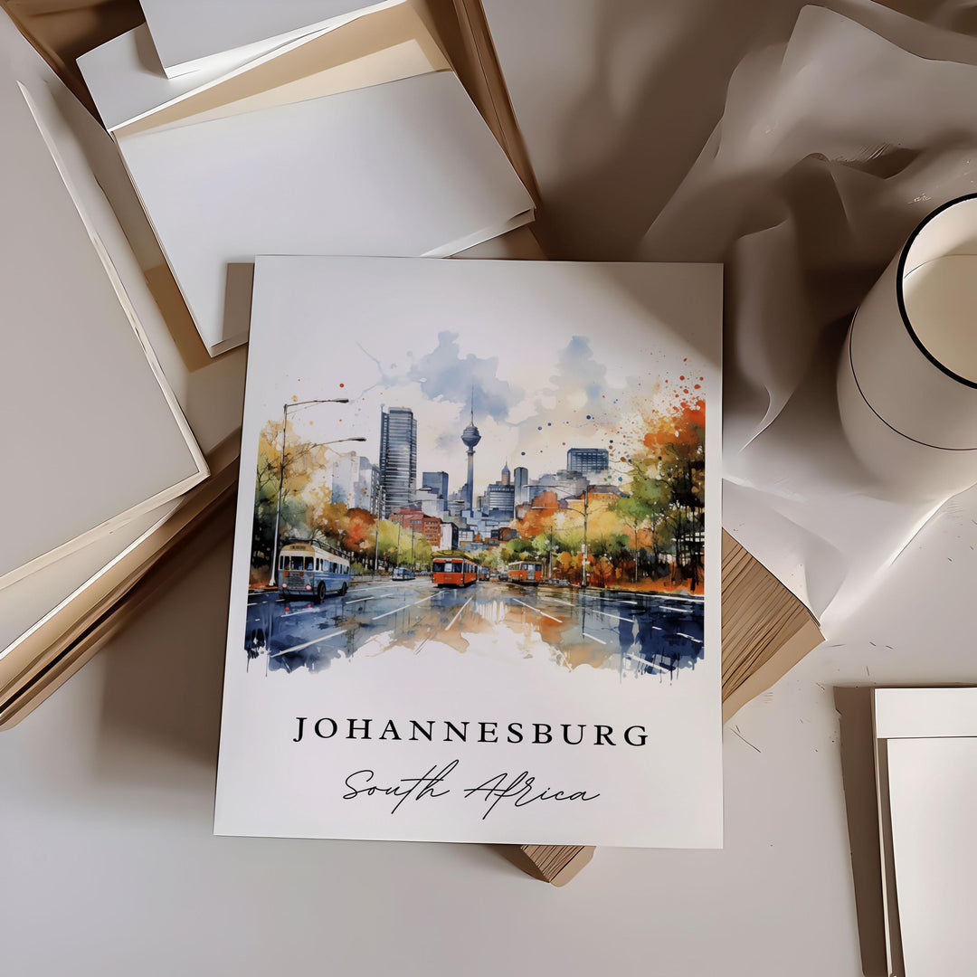 Johannesburg wall art - South Africa, Johannesburg poster, Johannesburg Wedding gift, Birthday present, Custom Text, Personalised Gift