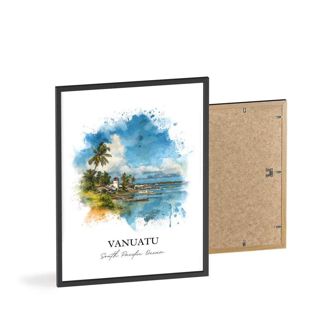 Vanuatu Wall Art, Vanuatu Print, Vanuatu Watercolor Art, Vanuatu Island Gift, Travel Print, Travel Poster, Housewarming Gift