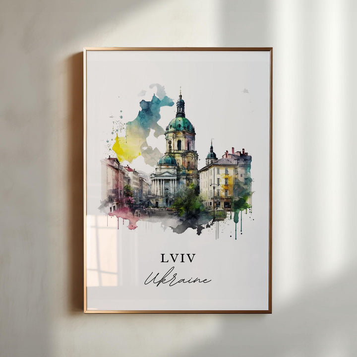 Lviv Ukraine wall art - Ukraine, Lviv poster, Lviv Wedding gift, Birthday present, Custom Text, Personalised Gift