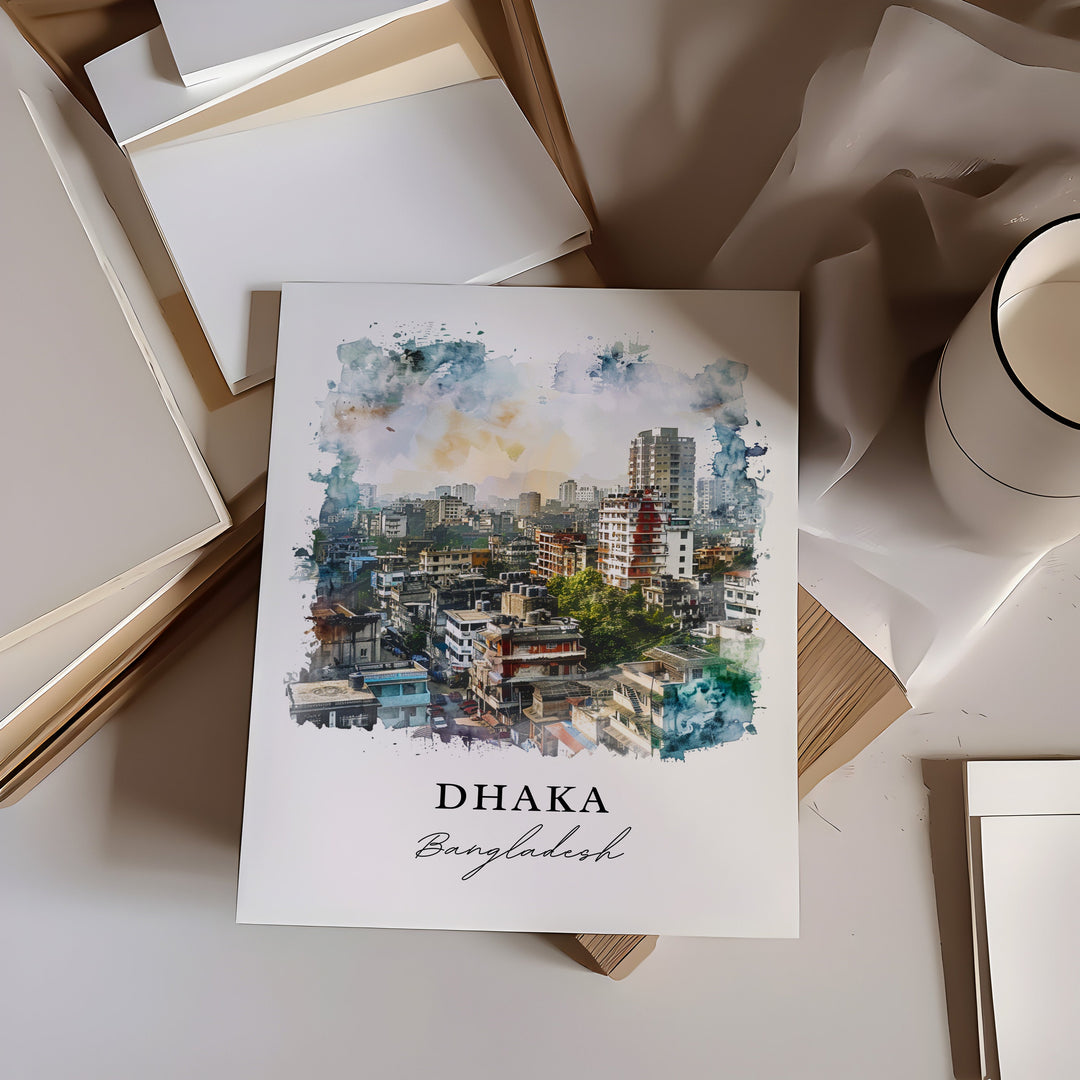 Dhaka Wall Art, Dhaka Bangladesh Print, Bangladesh Watercolor, Dhaka Bangladesh Gift,