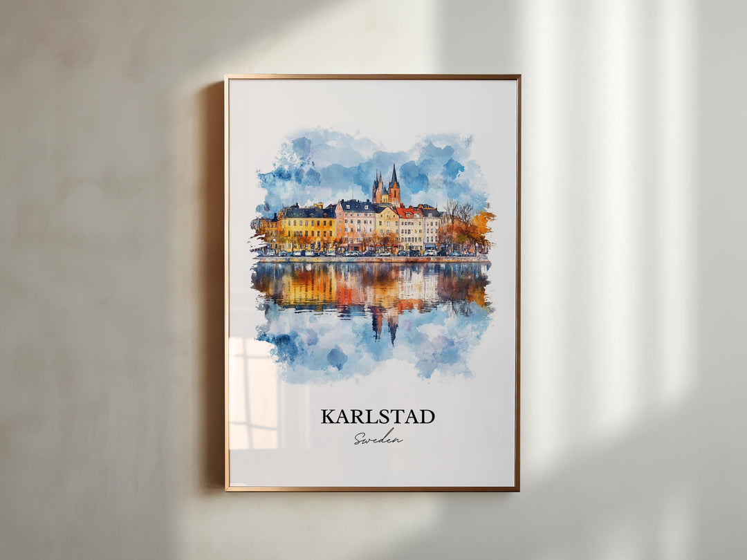 Karlstad Travel Print Wall Art Karlstad Wall Hanging Home Décor Karlstad Gift Art Lovers Sweden Art Lover Gift Karlstad Poster