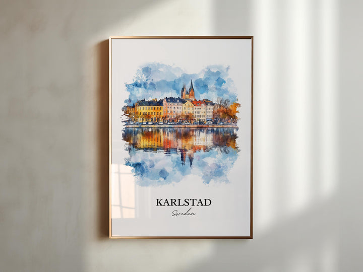 Karlstad Travel Print Wall Art Karlstad Wall Hanging Home Décor Karlstad Gift Art Lovers Sweden Art Lover Gift Karlstad Poster