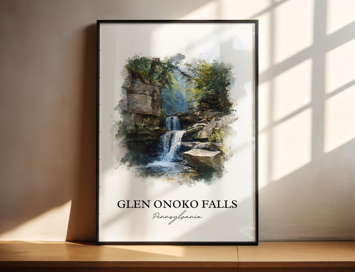 Glen Onoko Falls Wall Art, Carbon County Print, Pennsylvania Artwork, Glen Onoko Falls Gift, Travel Print, Travel Poster, Housewarming Gift