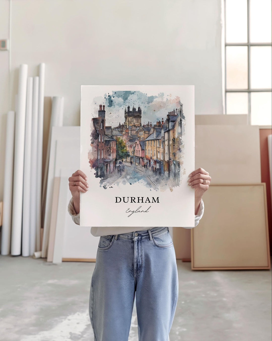 Durham England Wall Art, Durham UK Print, Newcastle upon Tyne Watercolor Art, Durham UK Gift, Travel Print, Travel Poster, Housewarming Gift