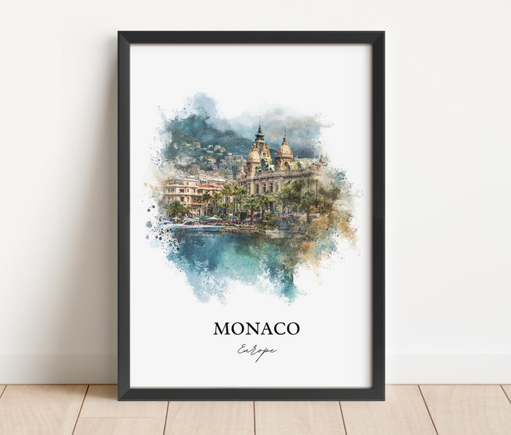 Monaco Wall Art, Monaco Print, Monaco Watercolor Art, Monaco Europe Gift, Travel Print, Travel Poster, Housewarming Gift