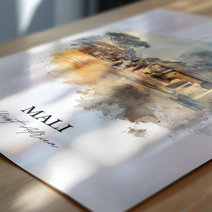 Mali Wall Art, Mali Print, Mali Watercolor Art, Mali Africa Gift, Travel Print, Travel Poster, Housewarming Gift