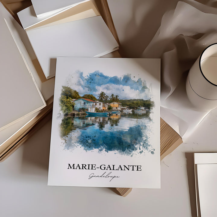 Marie-Galante Wall Art, Guadeloupe Print, Guadeloupe Watercolor Art, Guadeloupe Gift, Travel Print, Travel Poster, Housewarming Gift