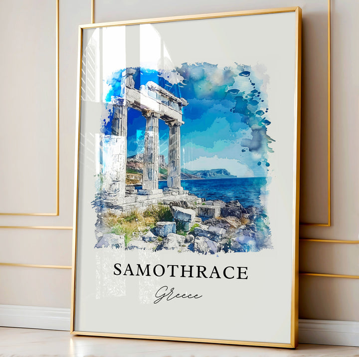 Samothrace Greece Art, Samothrace Thrace Print, Samothrace Watercolor, Samothrace Gift,