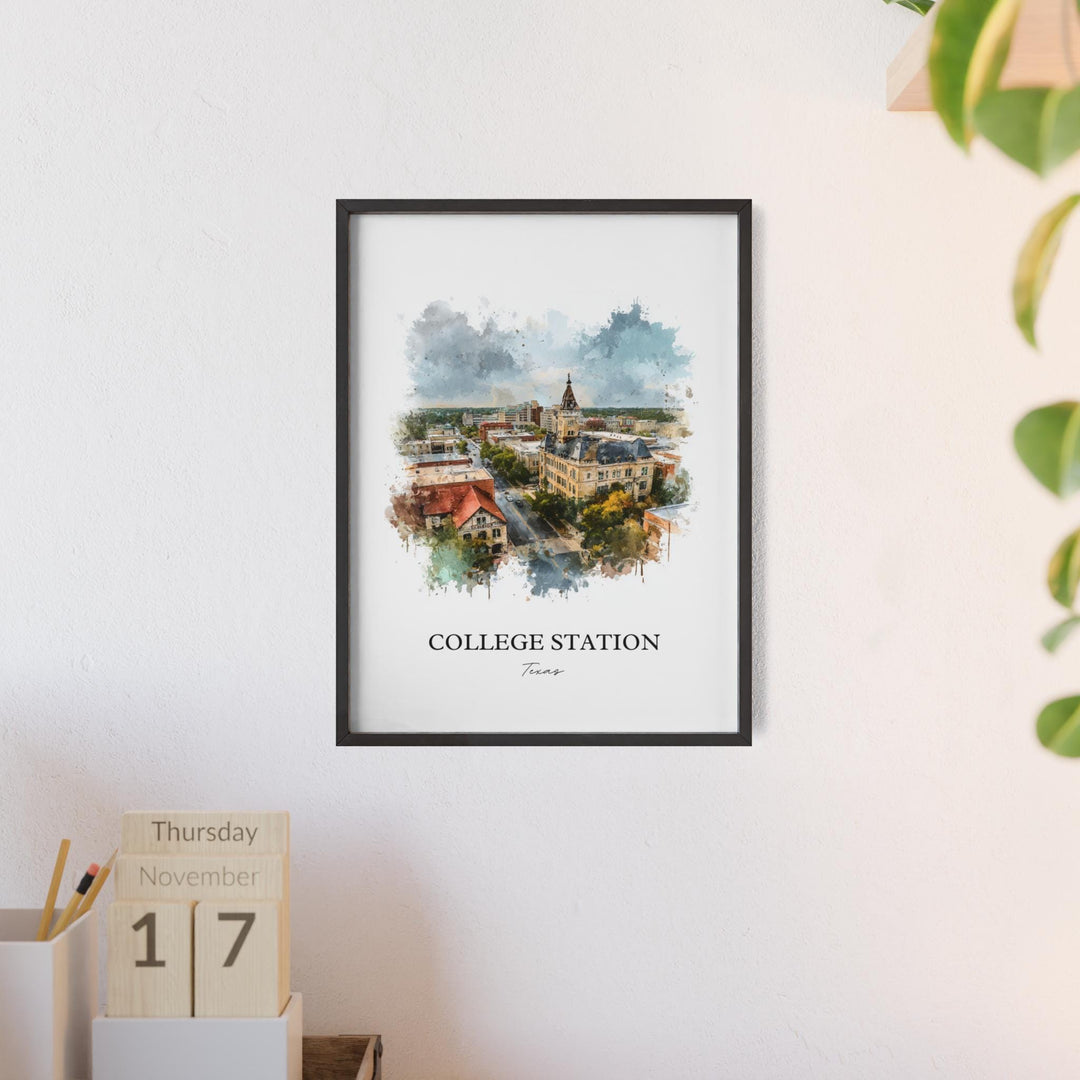 College Station, Texas – Watercolor Art Print