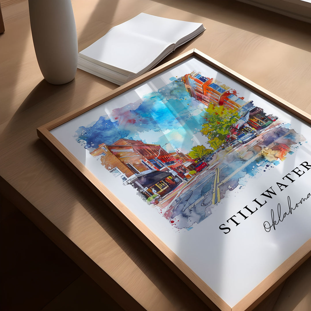 Stillwater OK Art Print, Stillwater Print, Oklahoma Wall Art, Stillwater Gift, Travel Print, Travel Poster, Travel Gift, Housewarming Gift