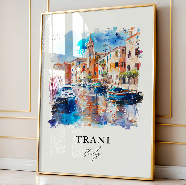 Trani Apulia Wall Art, Trani Apulia Print, Trani Italy Watercolor, Trani Gift,