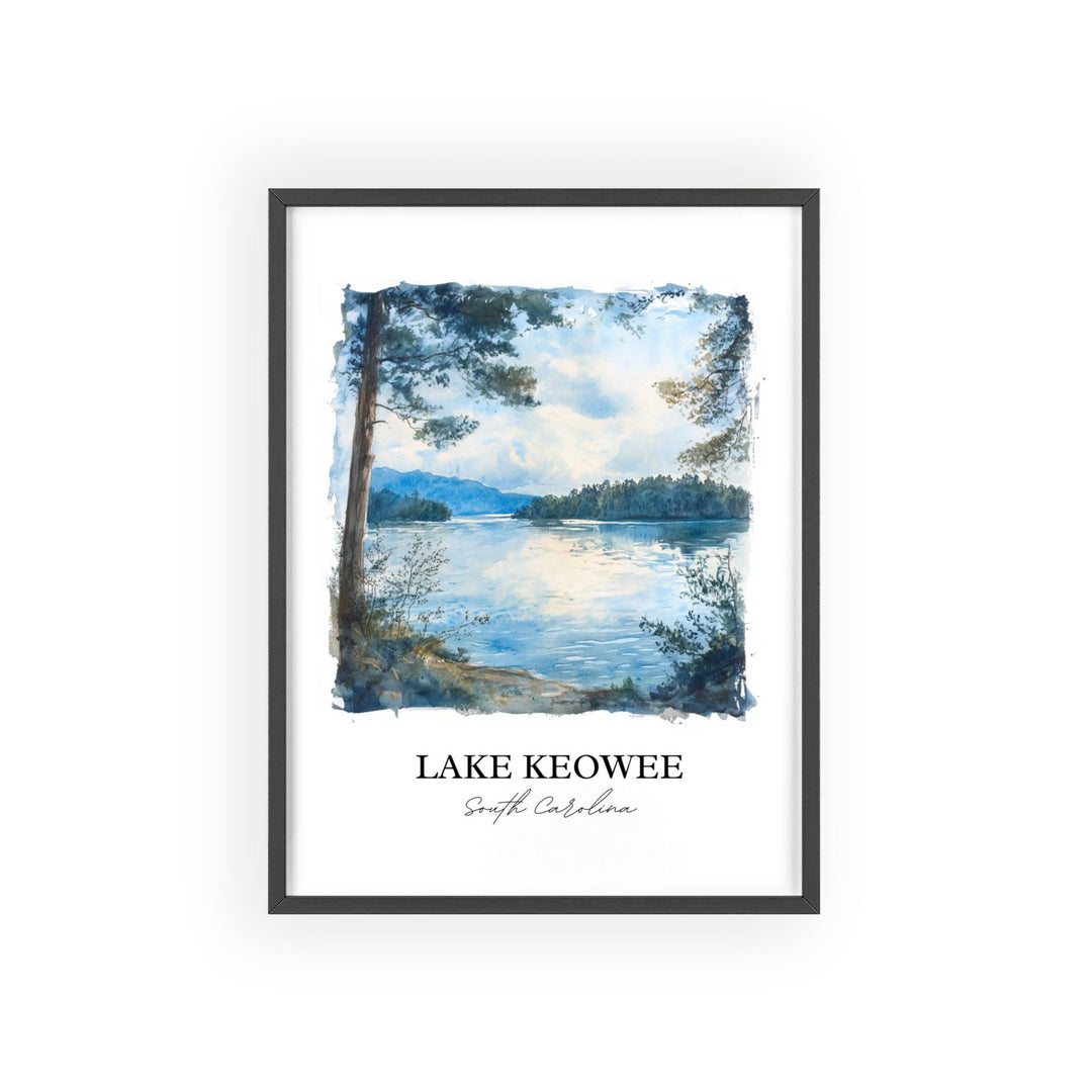 Lake Keowee SC Wall Art, Seneca SC Print, South Carolina Watercolor Art, Lake Keowee Gift, Travel Print, Travel Poster, Housewarming Gift