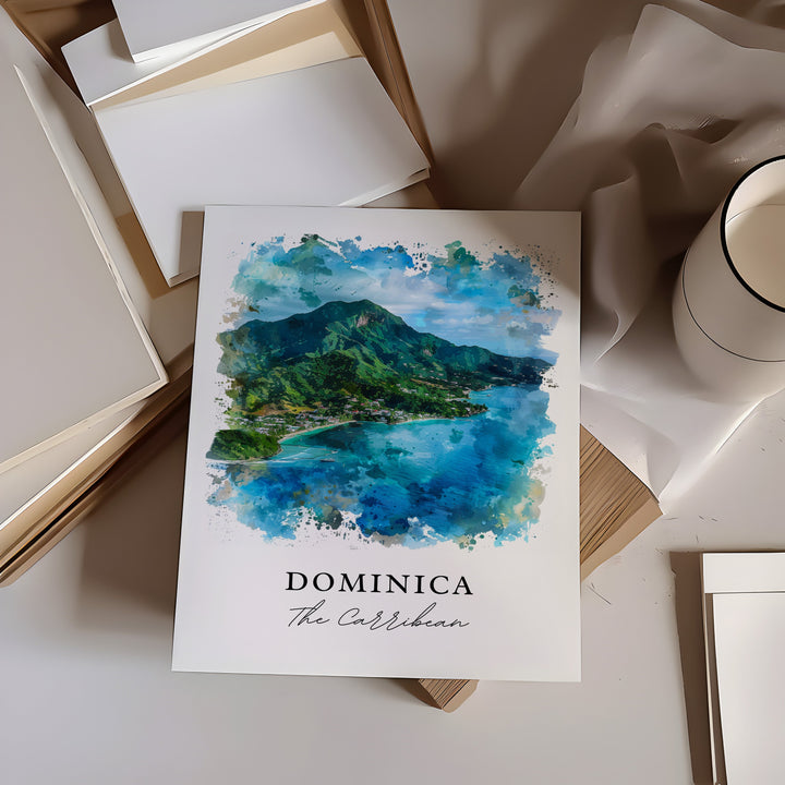 Dominica Wall Art, Dominica Caribbean Print, Dominica Island Watercolor, Dominica Gift,