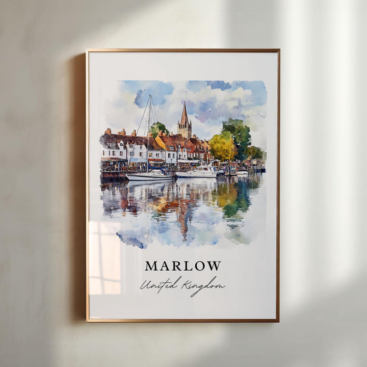 Marlow UK Wall Art, Marlow Print, Marlow Watercolor Art, Marlow England Gift,