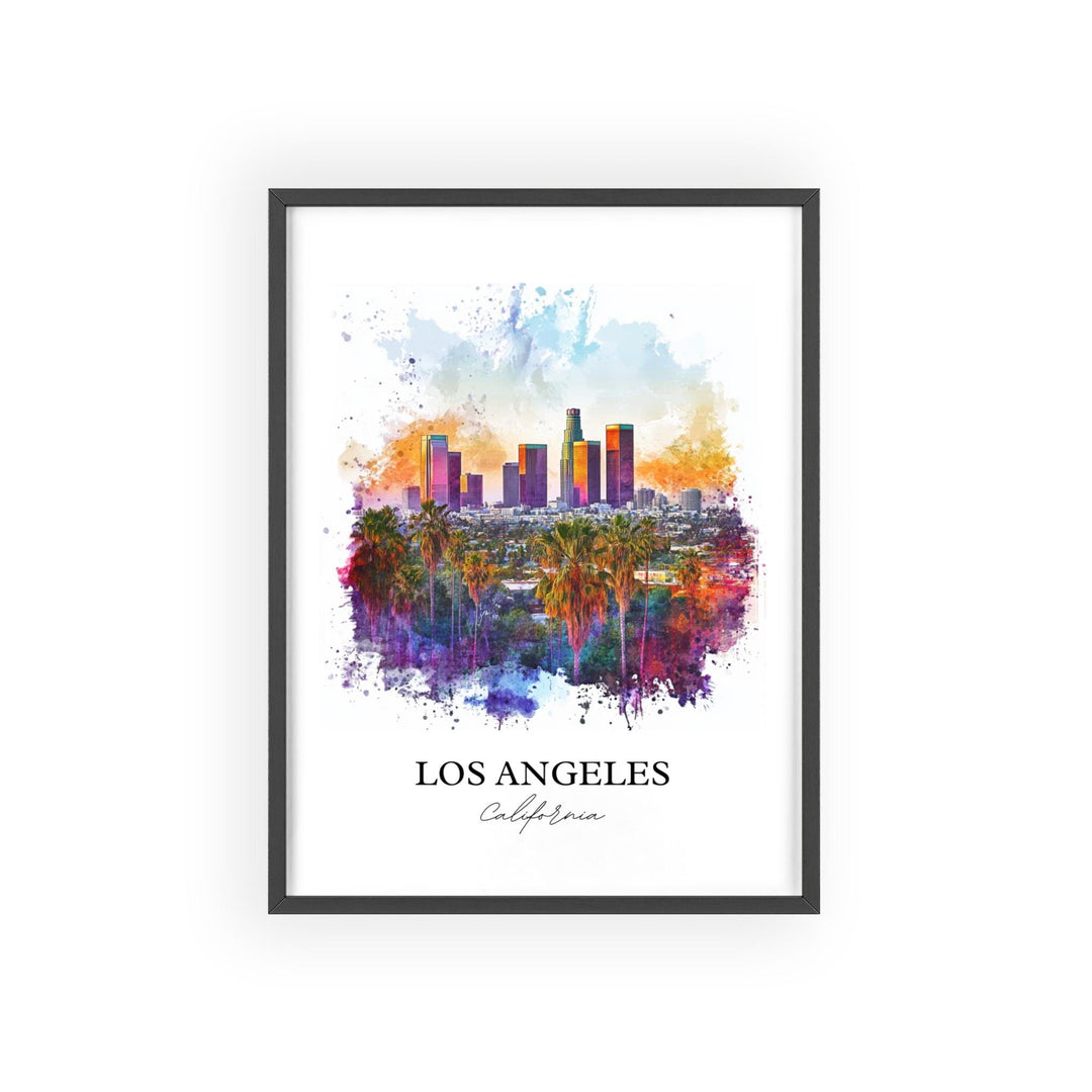 Los Angeles Wall Art, Los Angeles Skyline Print, LA Watercolor Art, Los Angeles Gift, Travel Print, Travel Poster, Housewarming Gift