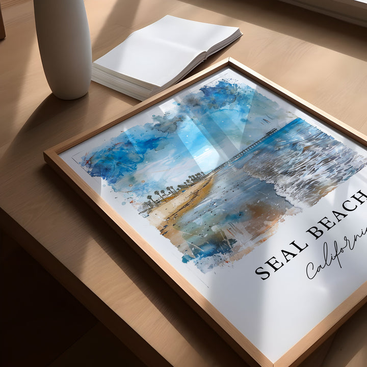 Seal Beach, California – Watercolor Art Print