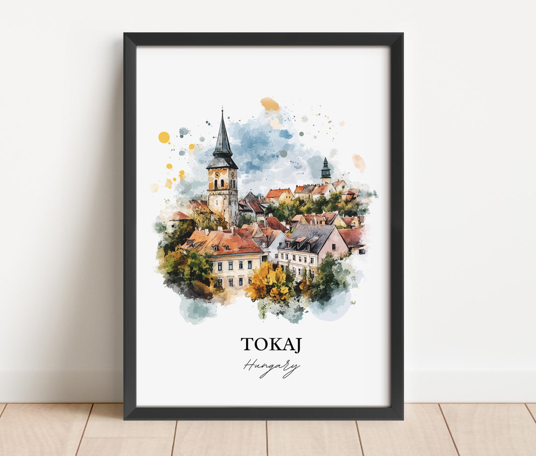 Tokaj Hungary Wall Art, Borsod-Abaúj-Zemplén Print, Hungary Watercolor Art, Tokaj Gift, Travel Print, Travel Poster, Housewarming Gift