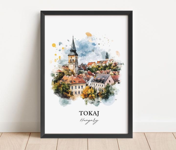 Tokaj Hungary Wall Art, Borsod-Abaúj-Zemplén Print, Hungary Watercolor Art, Tokaj Gift, Travel Print, Travel Poster, Housewarming Gift