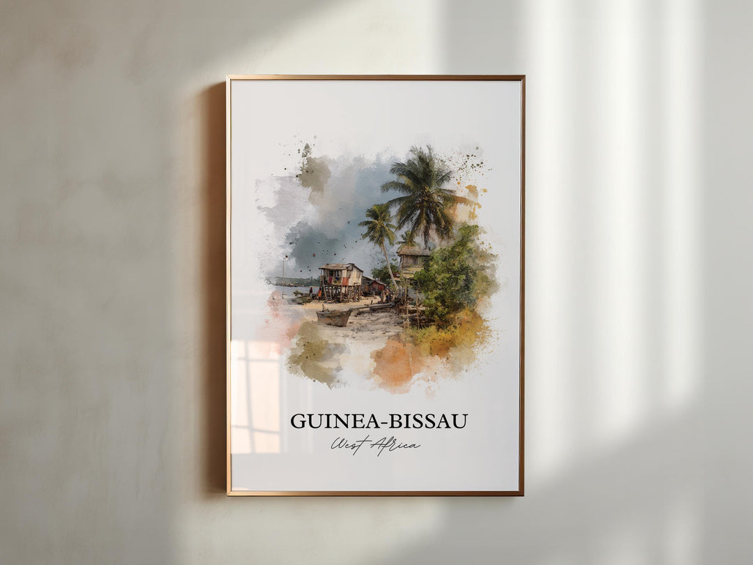 Guinea-Bissau Wall Art, Guinea Print, West Africa Watercolor Art, Guinea-Bissau Gift, Travel Print, Travel Poster, Housewarming Gift