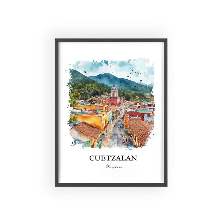 Cuetzalan Wall Art, Puebla Mexico Print, Mexico Watercolor Art, Cuetzalan Mexico Gift, Travel Print, Travel Poster, Housewarming Gift