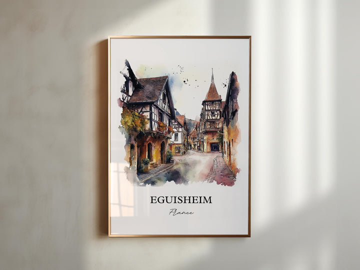Eguisheim Wall Art, Alsace Region Print, France Watercolor Art, Eguisheim France Gift, Travel Print, Travel Poster, Housewarming Gift