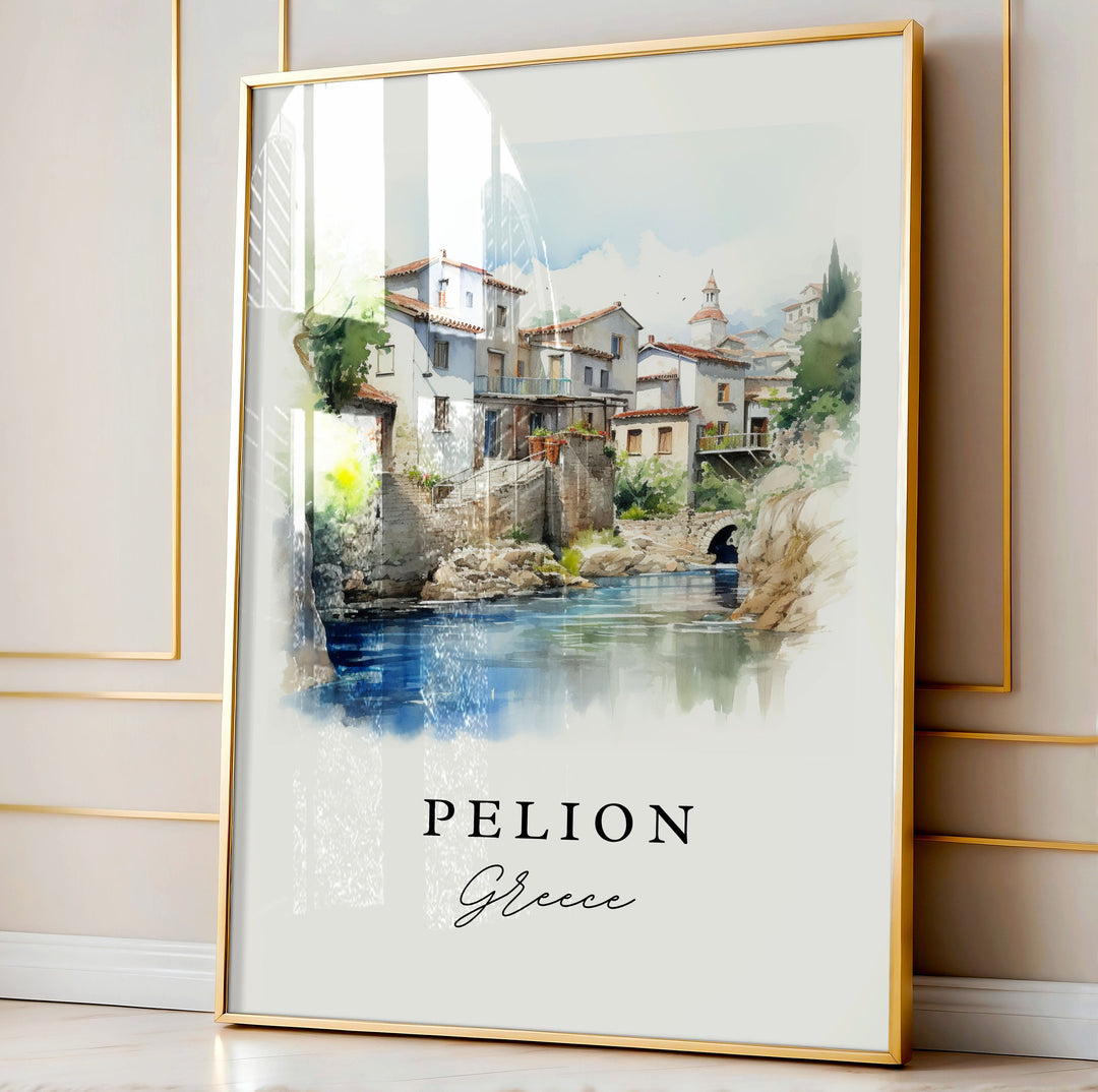 Pelion Greece Wall Art, Pelion Print, Pelion Watercolor Art, Thessaly Greece Gift,