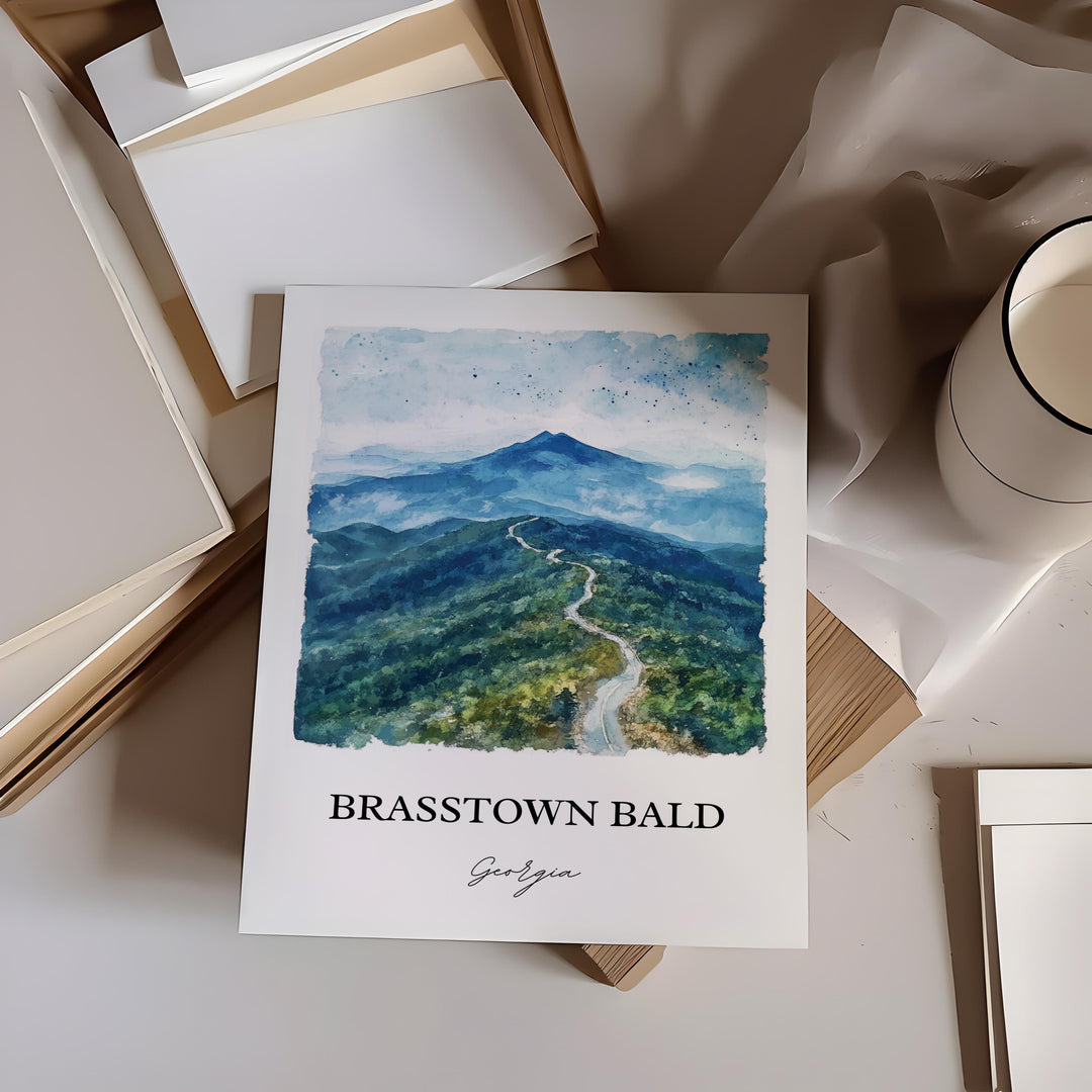 Brasstown Bald Wall Art, Hiawassee Print, Blue Ridge Mountains Artwork, Brasstown Bald Gift, Travel Print, Travel Poster, Housewarming Gift