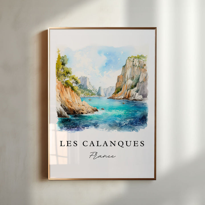 Les Calanques France wall art - Marseille France, Calanques poster print, Wedding gift, Birthday present, Custom Text, Perfect Gift