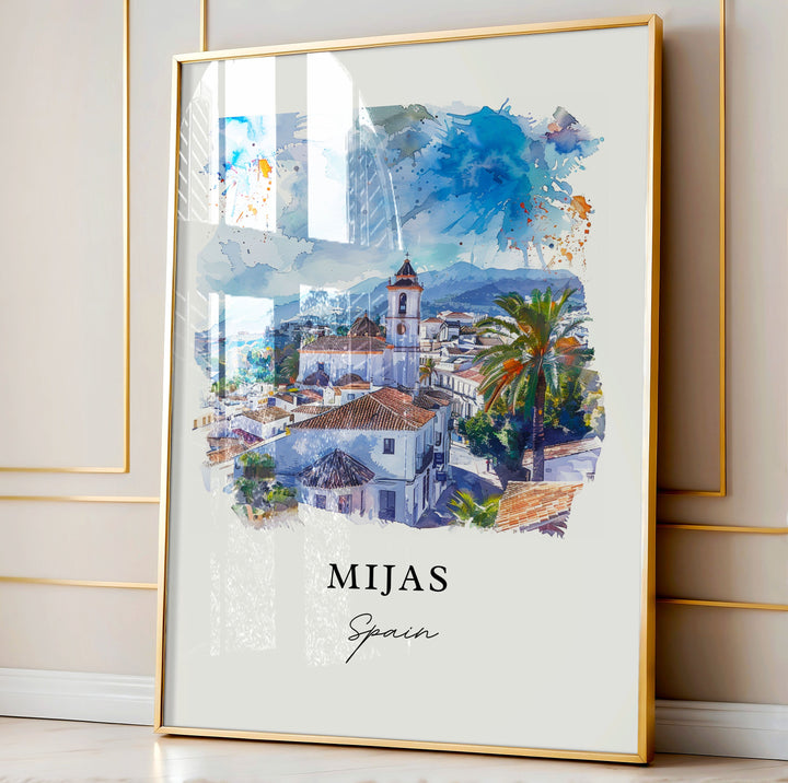 Mijas Spain Wall Art, Mijas Print, Málaga Watercolor Art, Andalusia Spain Art Gift,