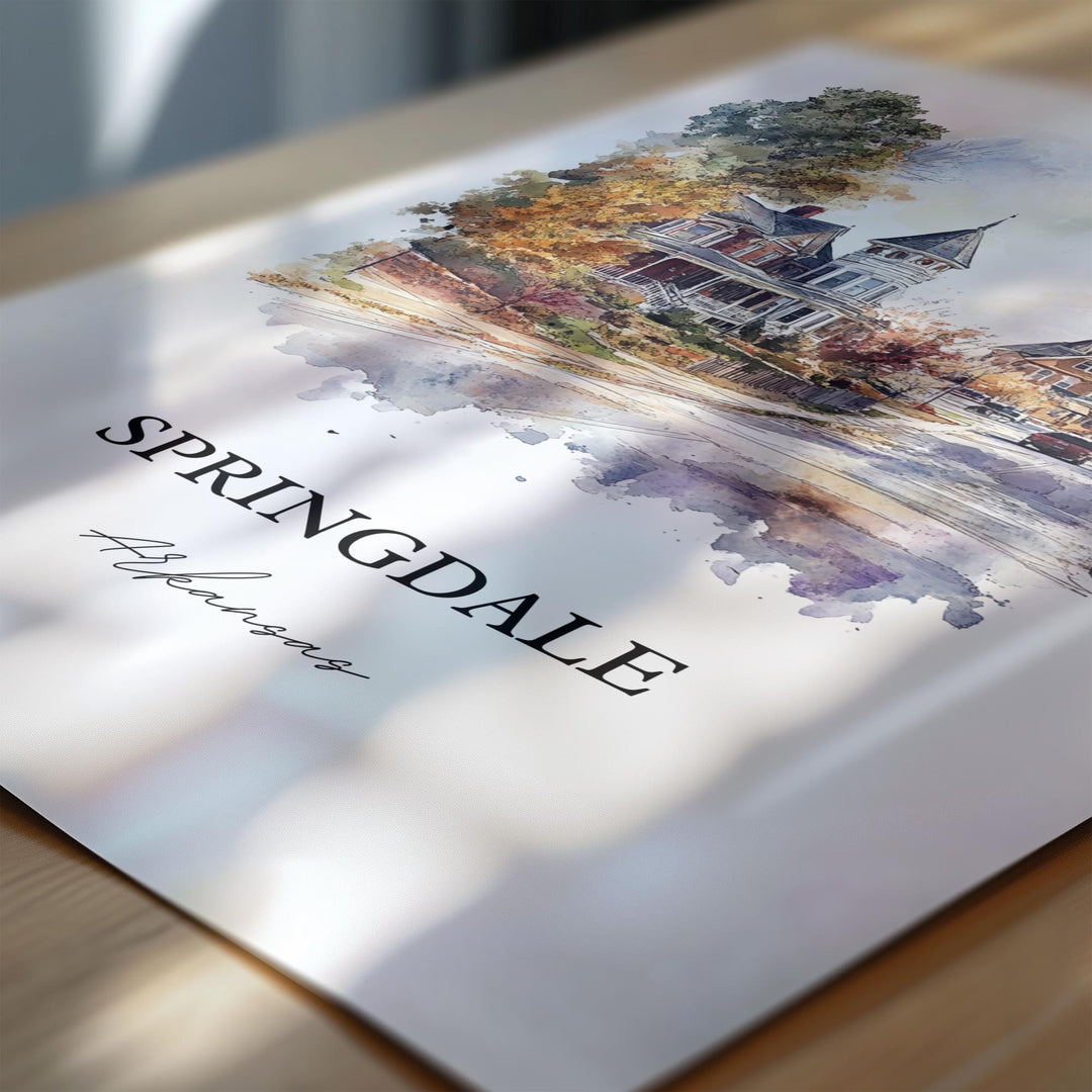 Springdale AR Wall Art - Arkansas Print
