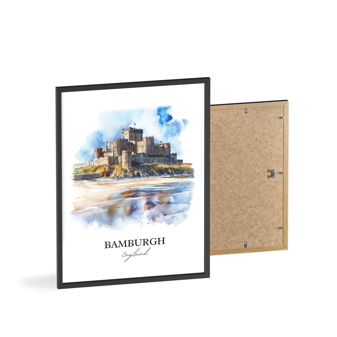 Bamburgh Wall Art, Northumberland Print, England Watercolor Art, Bamburgh England Gift, Travel Print, Travel Poster, Housewarming Gift