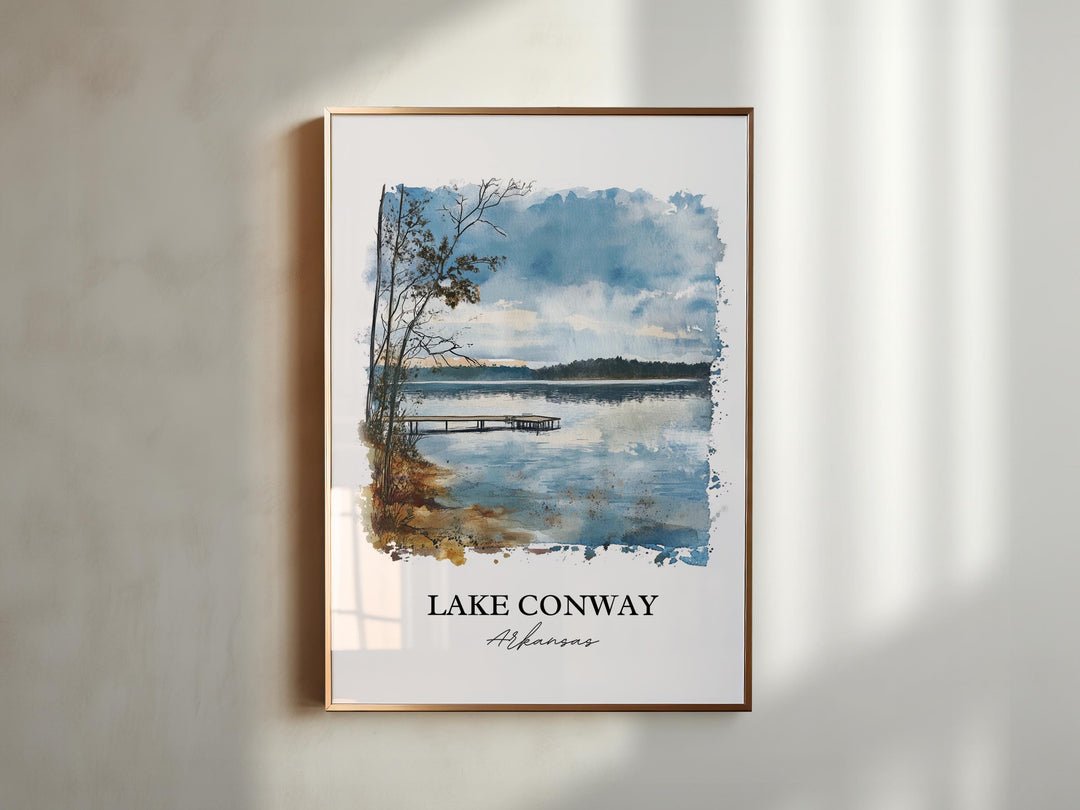 Lake Conway Wall Art, Arkansas Print, Arkansas Watercolor Art, Lake Conway Gift, Travel Print, Travel Poster, Housewarming Gift