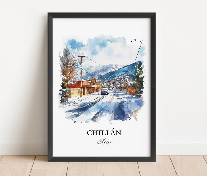 Chillán Chile Wall Art, Ñuble Region Print, Chile Watercolor Art, Chillán Chile Gift, Travel Print, Travel Poster, Housewarming Gift
