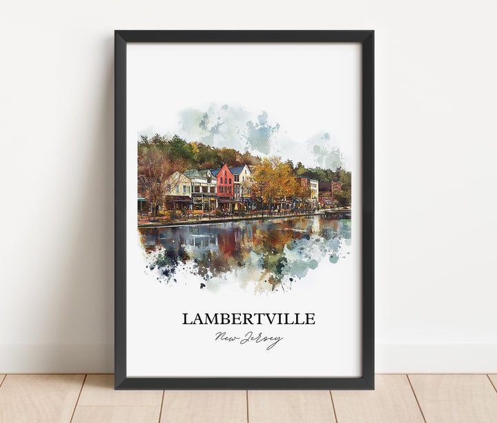 Lambertville NJ Wall Art, Hunterdon County Print, NJ Watercolor Art, Lambertville NJ Gift, Travel Print, Travel Poster, Housewarming Gift