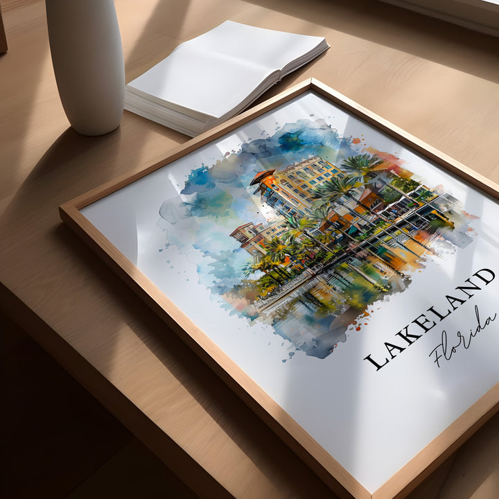 Lakeland FL Wall Art, Lakeland Print, Lakeland Florida Watercolor, Tampa Florida Gift,