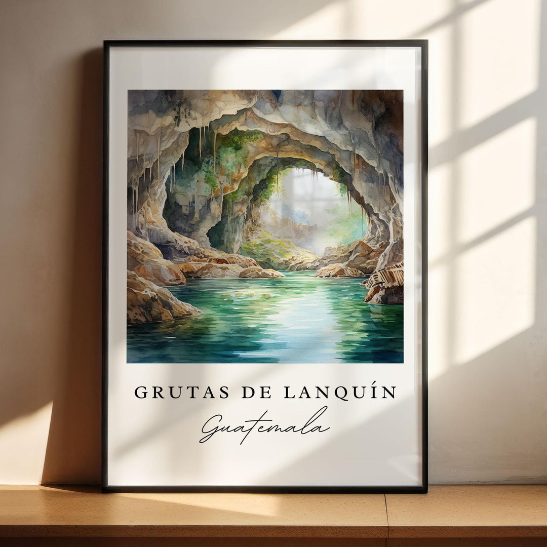 Grutas de Lanquín art - Guatemala, Grutas de Lanquín poster, Guatemala Wedding gift, Birthday present, Personalized Gift