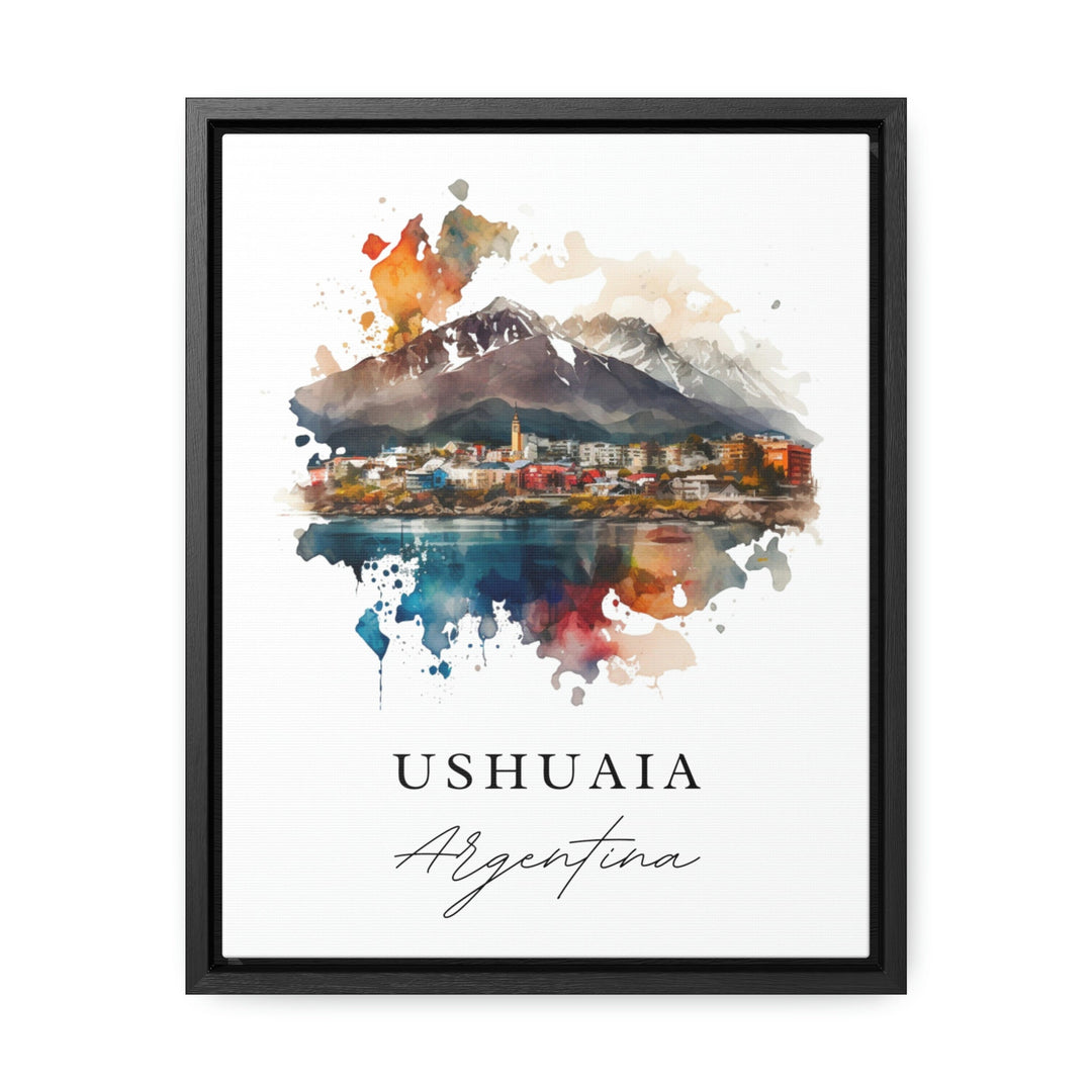 Ushuaia traditional travel art - Argentina, Ushuaia poster, Wedding gift, Birthday present, Custom Text, Personalised Gift