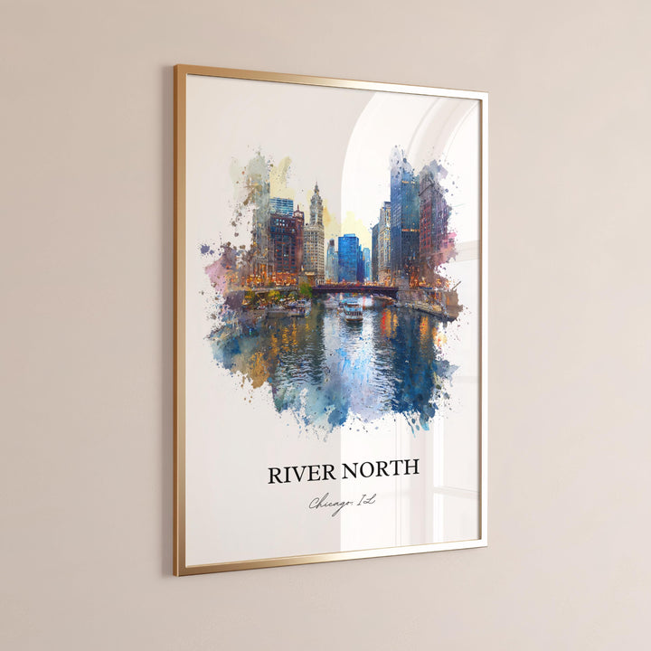 River North, Illinois – Watercolor Art Print