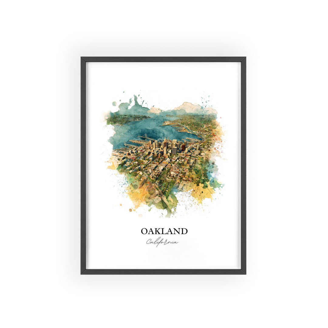 Oakland, California Wall Art, Oakland Print, California Watercolor Art, Bay Area California Gift, Travel Print, Travel Poster, Housewarming Gift