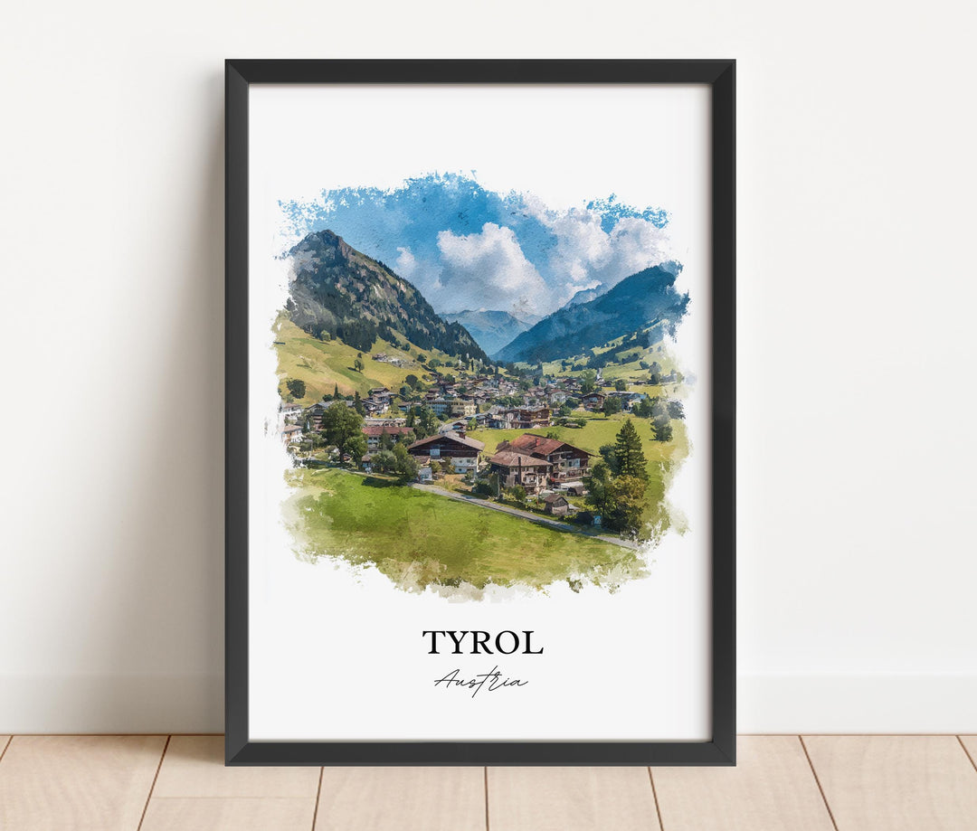 Tyrol Wall Art, Tyrol Austria Print, Austria Watercolor Art, Austria Gift, Tyrol Austria Travel Print, Travel Poster, Housewarming Gift